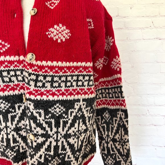 Retro Eddie Bauer Wool Alpaca Cardigan - Cozy Ski Style - Size Small Petite - Picture 3 of 9